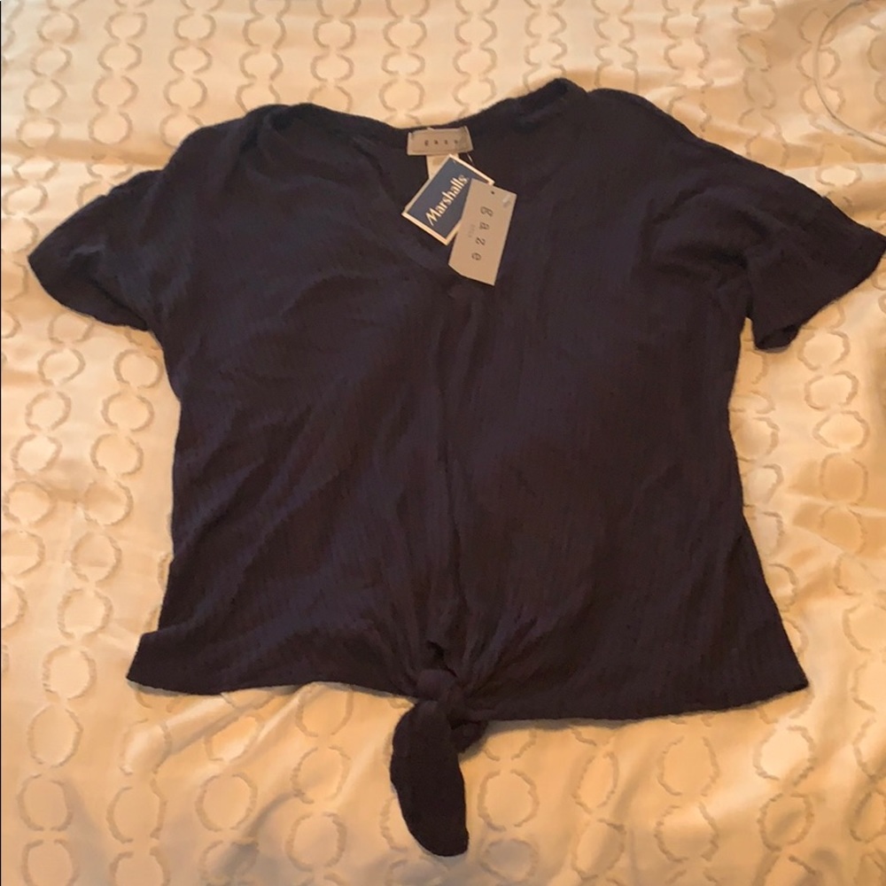 Navy front tie tee!